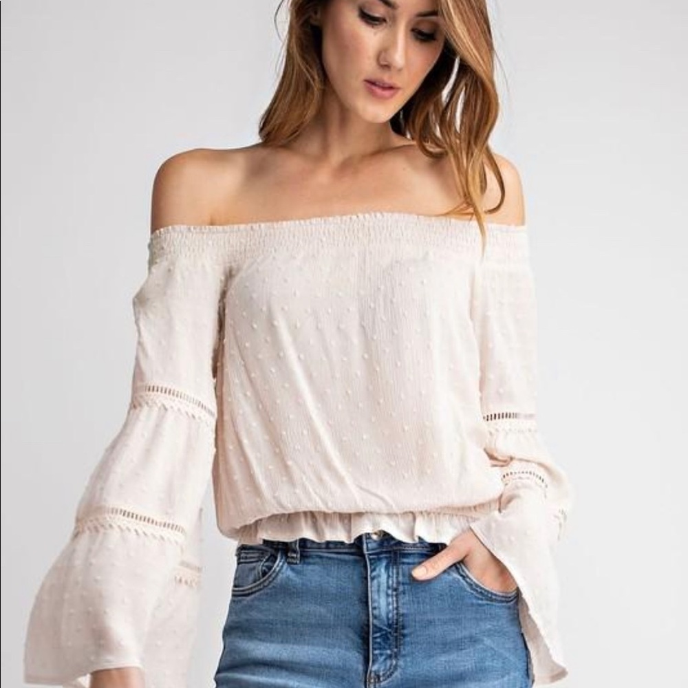 Cream off the shoulder top